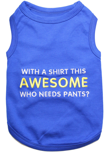 Parisian Pet 'Awesome' Dog & Cat T-Shirt – Comfortable & Lightweight Cotton, Funny Novelty Pet Shirt – Blue
