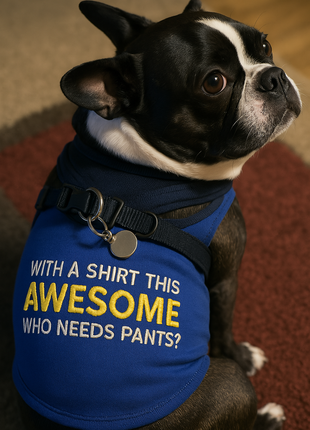 Parisian Pet 'Awesome' Dog & Cat T-Shirt – Comfortable & Lightweight Cotton, Funny Novelty Pet Shirt – Blue