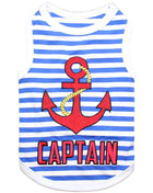 Parisian Pet 'Captain' Fun Sailor Dog Outfit – Soft and Breathable Nautical Pet Wear for Small Dogs & Cats, Blue & White Stripes