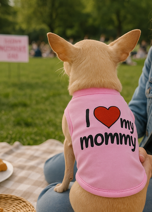 Parisian Pet 'I Love Mommy' Dog & Cat Shirt - Cute Pet T-Shirt, Pink-Valentine's Day