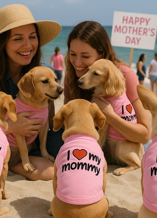 Parisian Pet 'I Love Mommy' Dog & Cat Shirt - Cute Pet T-Shirt, Pink-Valentine's Day