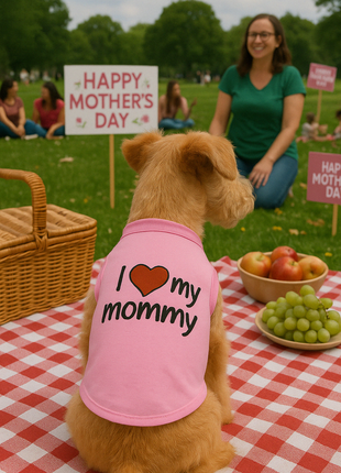 Parisian Pet 'I Love Mommy' Dog & Cat Shirt - Cute Pet T-Shirt, Pink-Valentine's Day