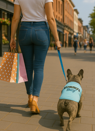 Parisian Pet 'Mommy's Boy' Cotton Dog Apparel – Comfortable T-Shirt for Small Dogs and Cats, Light Blue-Valentine's Day