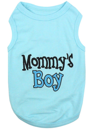 Parisian Pet 'Mommy's Boy' Cotton Dog Apparel – Comfortable T-Shirt for Small Dogs and Cats, Light Blue-Valentine's Day