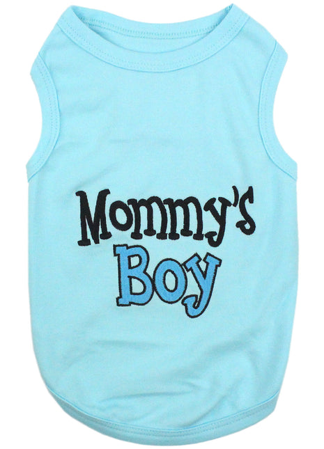 Parisian Pet 'Mommy's Boy' Cotton Dog Apparel – Comfortable T-Shirt for Small Dogs and Cats, Light Blue-Valentine's Day