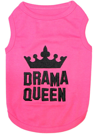 Parisian Pet 'Drama Queen' Embroidered Dog & Cat Shirt - Trendy Pet Apparel, Pink