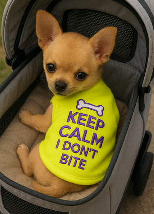 Parisian Pet 'Keep Calm' T-Shirt for Dogs & Cats – Fun & Relaxing Pet Apparel, Light Green