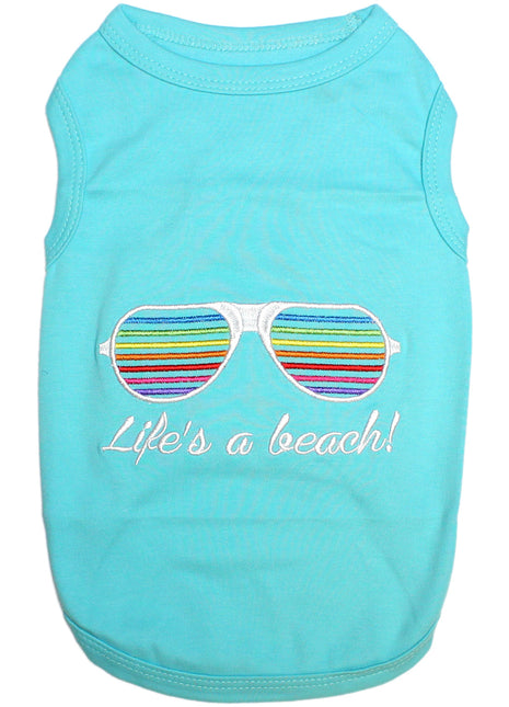 Parisian Pet 'Life's a Beach' Summer Dog T-Shirt – Comfortable Beach-Themed Pet Clothing for Dogs & Cats, Light Blue