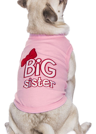 Parisian Pet 'Big Sister' Trendy Dog Apparel – Breathable Embroidered Pet Wear for Dogs & Cats, Pink