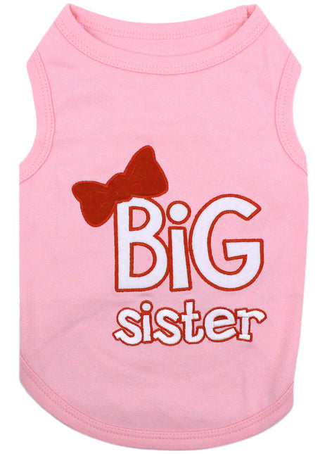 Parisian Pet 'Big Sister' Trendy Dog Apparel – Breathable Embroidered Pet Wear for Dogs & Cats, Pink