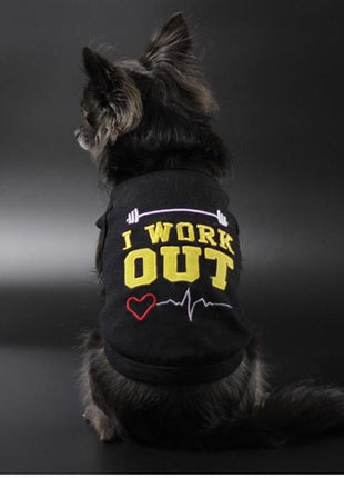 Parisian Pet 'I Work Out' Trendy Dog Apparel – Playful Slogan Dog Shirt for Dogs & Cats, Black
