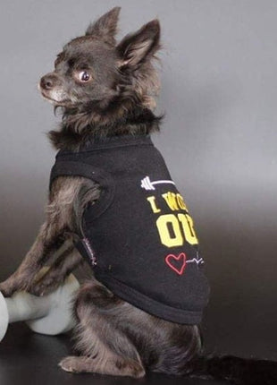 Parisian Pet 'I Work Out' Trendy Dog Apparel – Playful Slogan Dog Shirt for Dogs & Cats, Black