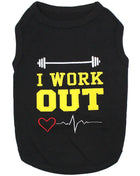 Parisian Pet 'I Work Out' Trendy Dog Apparel – Playful Slogan Dog Shirt for Dogs & Cats, Black
