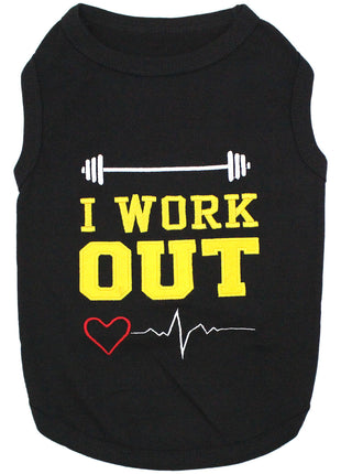 Parisian Pet 'I Work Out' Trendy Dog Apparel – Playful Slogan Dog Shirt for Dogs & Cats, Black