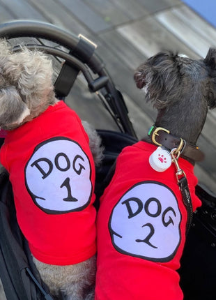 Parisian Pet 'Dog 2' Funny Slogan Dog Shirt – Playful Embroidered Pet Apparel for Dogs & Cats, Red