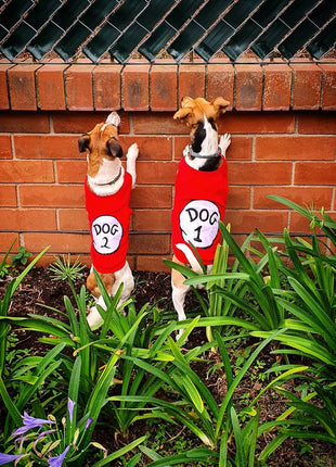 Parisian Pet 'Dog 2' Funny Slogan Dog Shirt – Playful Embroidered Pet Apparel for Dogs & Cats, Red