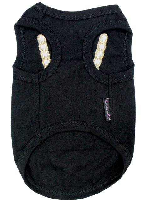 Parisian Pet 'Bling $' Dog Shirt – Sparkly Embroidered Pet T-Shirt for Dogs & Cats, Black