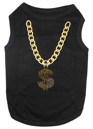 Parisian Pet 'Bling $' Dog Shirt – Sparkly Embroidered Pet T-Shirt for Dogs & Cats, Black
