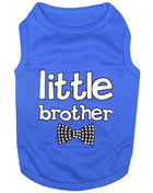 Parisian Pet 'Little Brother' Dog Shirt - Dog Sibling Shirt for Dogs & Cats, Blue