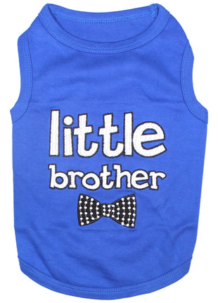 Parisian Pet 'Little Brother' Dog Shirt - Dog Sibling Shirt for Dogs & Cats, Blue