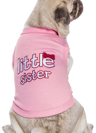 Parisian Pet 'Little Sister' Pet Shirt - Cute Dog Fashion Shirt for Dogs & Cats, Pink