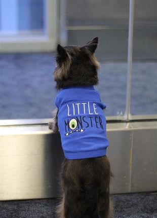 Parisian Pet 'Little Monster' Embroidered Dog & Cat Shirt - Funny Pet Apparel, Blue