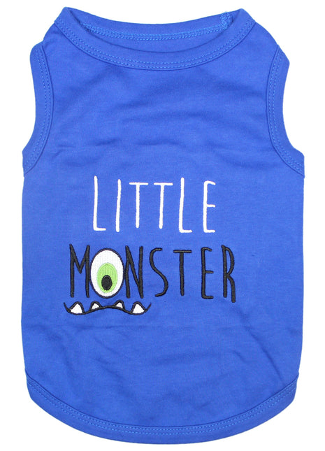 Parisian Pet 'Little Monster' Embroidered Dog & Cat Shirt - Funny Pet Apparel, Blue