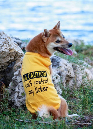 Parisian Pet 'Licker' Novelty Dog Apparel – Fun Embroidered Pet Wear for Dogs & Cats, Yellow