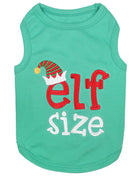 Parisian Pet Embroidered 'Elf Size Shirt' - Holiday Pet Apparel & Christmas Dog Clothes, Green