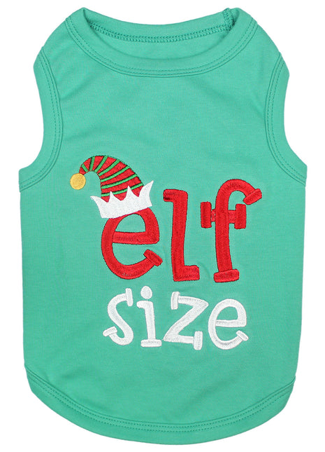 Parisian Pet Embroidered 'Elf Size Shirt' - Holiday Pet Apparel & Christmas Dog Clothes, Green