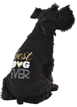 Parisian Pet 'Best Dog Ever' Cute Slogan Dog T-Shirt – Premium Cotton Pet Wear for Small Dogs & Cats, Black-Valentine's Day