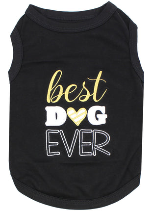 Parisian Pet 'Best Dog Ever' Cute Slogan Dog T-Shirt – Premium Cotton Pet Wear for Small Dogs & Cats, Black-Valentine's Day