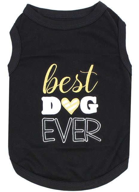 Parisian Pet 'Best Dog Ever' Cute Slogan Dog T-Shirt – Premium Cotton Pet Wear for Small Dogs & Cats, Black-Valentine's Day