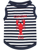 Parisian Pet 'Lobster Chasing Tail' Dog Shirt – Nautical Cotton Pet T-Shirt for Dogs & Cats, Blue & White Stripes