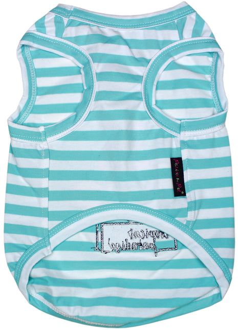 Parisian Pet 'Flamingos'  Dog Shirt – Lightweight & Breathable Summer Outfit for Small Dogs & Cats, Light Blue and White Stripes