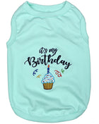 Parisian Pet 'Birthday Boy' Fun Slogan Dog T-Shirt –Premium Embroidered Celebratory Clothing for Dogs & Cats, Blue