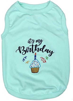Parisian Pet 'Birthday Boy' Fun Slogan Dog T-Shirt –Premium Embroidered Celebratory Clothing for Dogs & Cats, Blue