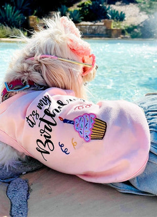 Parisian Pet 'Birthday Girl' Dog Shirt – Trendy and Breathable Party Outfit for Small Dogs & Cats, Pink