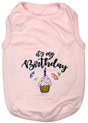 Parisian Pet 'Birthday Girl' Dog Shirt – Trendy and Breathable Party Outfit for Small Dogs & Cats, Pink