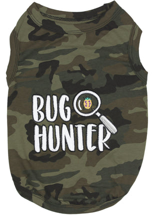 Parisian Pet 'Bug Hunter' Dog Shirt – Small Dog Casual Outfit with Funny Slogan for Dogs & Cats, Green