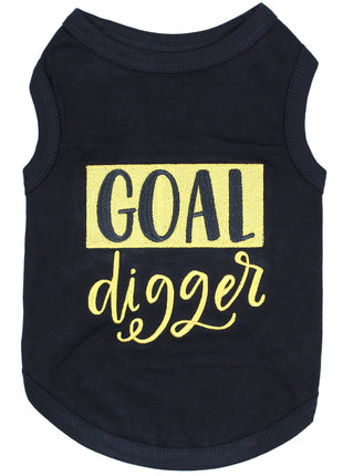 Parisian Pet 'Goal Digger' Motivational Dog Shirt – Trendy Black Embroidered Pet Apparel for Dogs & Cats