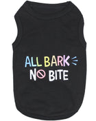 Parisian Pet 'All Bark No Bite' Embroidered Dog T-Shirt – Funny Slogan Pet Apparel for Dogs & Cats, Black