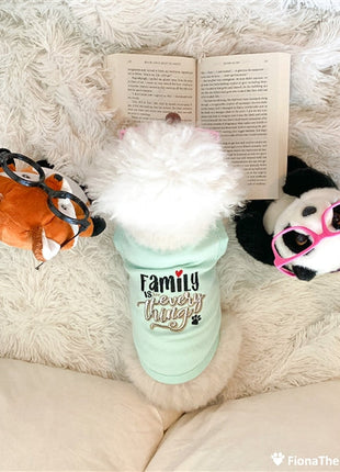 Parisian Pet 'Family is Everything' Comfortable Dog Shirt – Embroidered Pet Clothing for Dogs & Cats, Light Blue-Valentine's Day