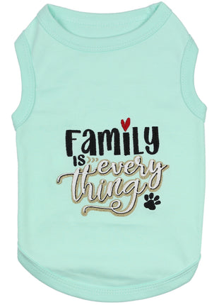 Parisian Pet 'Family is Everything' Comfortable Dog Shirt – Embroidered Pet Clothing for Dogs & Cats, Light Blue-Valentine's Day