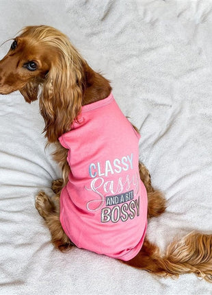 Parisian Pet 'Classy, Sassy, and a Bit Bossy' Dog & Cat T-Shirt – Trendy & Fun Pet Apparel - Pink