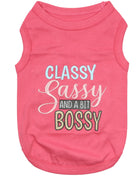 Parisian Pet 'Classy, Sassy, and a Bit Bossy' Dog & Cat T-Shirt – Trendy & Fun Pet Apparel - Pink