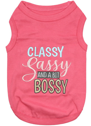 Parisian Pet 'Classy, Sassy, and a Bit Bossy' Dog & Cat T-Shirt – Trendy & Fun Pet Apparel - Pink
