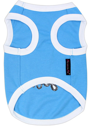 Parisian Pet 'Is It Friday Yet?' Embroidered Dog T-Shirt – Trendy Weekend Dog Apparel for Dogs & Cats, Light Blue