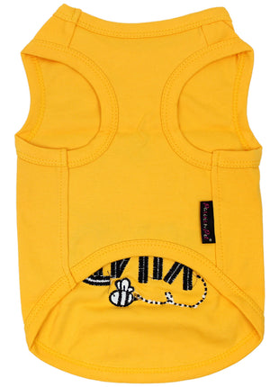 Parisian Pet 'Bee Kind' Embroidered Dog Shirt - Trendy Pet Apparel, Yellow