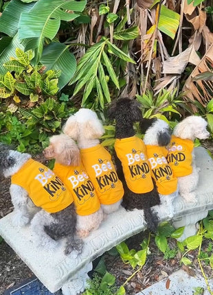 Parisian Pet 'Bee Kind' Embroidered Dog Shirt - Trendy Pet Apparel, Yellow